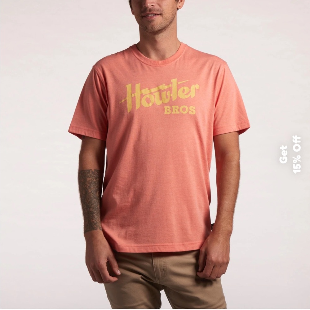Howler Brothers Men's Howler Electric T-Shirt Coral Size Large